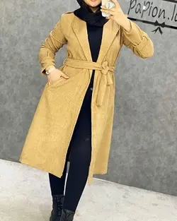 0130 - مانتو بلند مخمل کبریتی