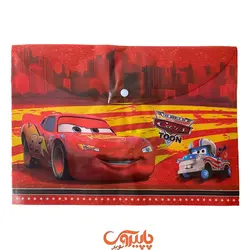 پوشه دکمه دار طرحدار دیزنی A4 ماشین زمینه قرمز