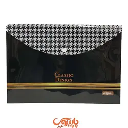 پوشه دکمه دار کلاسیک A4 گرافیکی زمینه مشکی
