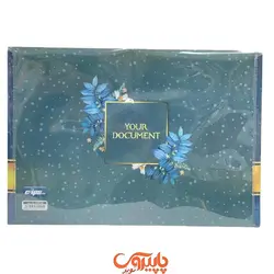 پوشه دکمه دار کلاسیک A4 سرمه ای لبه طلایی کد 1