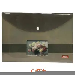 پوشه دکمه دار کلاسیک A4 گلدون گل سبز