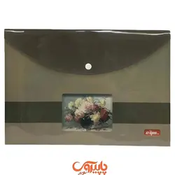 پوشه دکمه دار کلاسیک A4 گلدون گل سبز