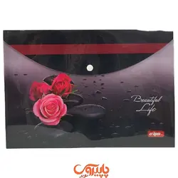 پوشه دکمه دار کلاسیک A4 طرح گل
