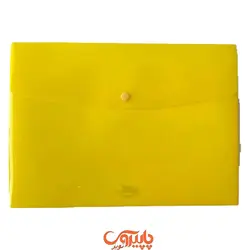 پوشه دکمه دار نگین ساده A4 زرد