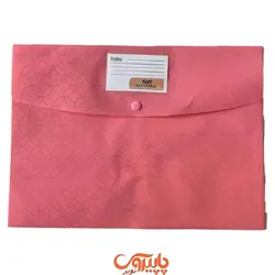 پوشه دکمه دار نگین برجسته A4 صورتی کم رنگ