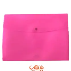 پوشه دکمه دار نگین ساده A4 صورتی