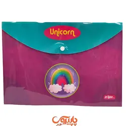 پوشه دکمه دار یونیکورن A4 صورتی با هندزفری