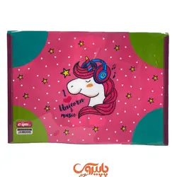 پوشه دکمه دار یونیکورن A4 صورتی با هندزفری