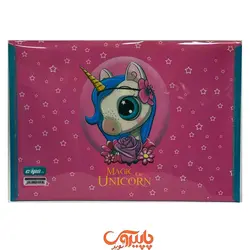 پوشه دکمه دار یونیکورن A4 طرح صورت یونیکورن زمینه ابی لبه ی سبز - پاپیروس تویز