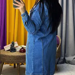 مانتو جین پاییزه پارچه پر فروشگاه پوشاک پاپیون مانتو جین