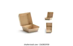Blank opened craft burger box mock up, different sides, 3d rendering. Empty brown eco boxed for quarter hamburger mockup isolated. Clear kraft disposable container mokcup template. | Blank Box Box Craft Box را مسخره کرد ، طرف های مختلف ، رندر سه بعدی.جعبه های سازگار با محیط زیست قهوه ای خالی برای Mockup همبرگر چهارم جدا شده.الگوی Mockup کانتینر یکبار مصرف Kraft را پاک کنید. – آکادمی پرنیان طرح
