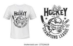 Ice hockey puck and broken stick t-shirt print vector template. Puck mascot with angry face biting, breaking a stick with teeth, lettering illustration. Ice hockey club apparel custom design mockup | الگوی وکتور چاپی تی شرت چوب هاکی یخ و چوب شکسته.طلسم گچ با نیش چهره عصبانی ، شکستن چوب با دندان ، تصویرگری.طراحی سفارشی پوشاک کلوپ یخ هاکی یخ – آکادمی پرنیان طرح