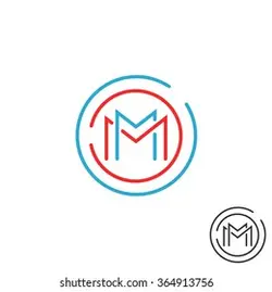 Letter M logo circle frame monogram, mockup line round border design element, red and blue graphic tech geometric shape. | Letter M Logo Circle Frame Monogram ، Mockup Line Line Round Design Element ، شکل هندسی فن آوری گرافیکی قرمز و آبی. – آکادمی پرنیان طرح