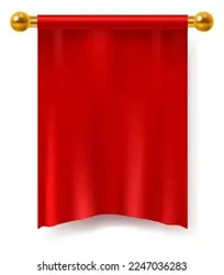 Red pennant. Blank textile advertising realistic flag mockup, logo template and branding. Medieval heraldic hanging canvas. Empty space ad. 3D isolated element, vector illustration | رنگ قرمزتبلیغات نساجی خالی پرچم واقعی پرچم ، الگوی آرم و برندسازی.بوم حلق آویز هرالدیک قرون وسطایی.تبلیغات فضایی خالی.عنصر جدا شده سه بعدی ، تصویر بردار – آکادمی پرنیان طرح