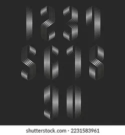 Set of the numbers monogram silver gradient line art, creative decoration typography design mockup, linear calligraphy from metallic stripes, original math symbols 1, 2, 3, 4, 5, 6, 7, 8, 9, 0 | مجموعه ای از اعداد هنر خط شیب نقره ای مونوگرام ، دکوراسیون خلاق طراحی تایپوگرافی طراحی ، خوشنویسی خطی از نوارهای فلزی ، نمادهای اصلی ریاضی 1 ، 2 ، 3 ، 4 ، 5 ، 6 ، 7 ، 8 ، 9 ، 0 – آکادمی پرنیان طرح