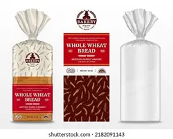 Vector bread package design. Transparent plastic bag package mockup. Bread and bakery branding and identity design elements | طراحی بسته نان وکتور.Mockup بسته بندی کیسه پلاستیکی شفاف.برندسازی نان و نانوایی و عناصر طراحی هویت – آکادمی پرنیان طرح