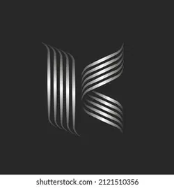 Monogram 3d letter K logo with curls, overlapping metallic gradient ribbons from smooth thin lines, calligraphic beauty salon identity symbol | مونوگرام سه بعدی آرم K با فرهای ، روبان شیب فلزی با هم همپوشانی از خطوط نازک صاف ، نماد هویت سالن زیبایی خوشنویسی – آکادمی پرنیان طرح