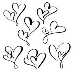 مجموعه دو عاشق قلب. وکتور خوشنویسی دست ساز. دکور برای کارت تبریک، لیوان، روکش عکس، چاپ تی شرت وکتور ممتاز