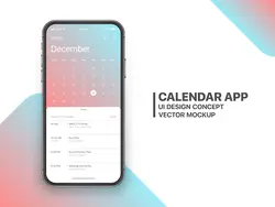صفحه مفهومی دسامبر 2020 برنامه تقویم رابط کاربری رابط کاربری ux همراه با موکاپ وکتور پرمیوم طراحی لیست وظایف و وظایف