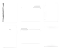 پوشه‌های فایل برگه‌دار نوت‌بوک، کاغذ سوراخ‌دار برای 3 حلقه حلقه‌ای، موکاپ پاکت گیره قابل استفاده مجدد | موکاپ