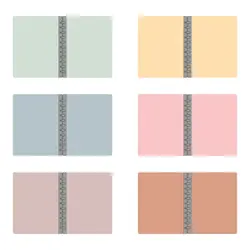 باز کردن پوشه نوت بوک دیسکی قابل شارژ مجدد، مجموعه ماکاپ رنگی پاستلی، کاورهای نوت بوک دیسکی خالی را باز کنید | موکاپ