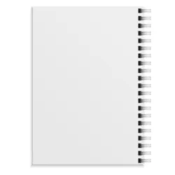 دفترچه کپی واقع گرایانه دفترچه کپی سفید دفترچه کاغذ کلاسور بسته مارپیچی بسته، دفتر طراحی یا موکاپ دفتر خاطرات برگه های تمیز جلد نرم با نمای بالا تصویر جدا شده از وکتور لوازم التحریر اداری | موکاپ