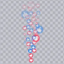 دوست دارد قلب ها و شست ها برای پخش جریانی زنده به سمت بالا حرکت کنند و نمادهای مانند و شست برای رابط کاربری رسانه های اجتماعی | موکاپ