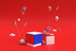 صحنه رندر سه بعدی صحنه مینیمال تریبون برای محصولات نمایشی طراحی تبلیغاتی مفهوم روز استقلال ایالات متحده 4 ژوئیه
