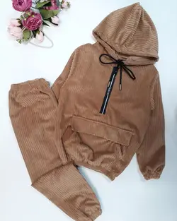 هودی شلوار مخمل کبریتی