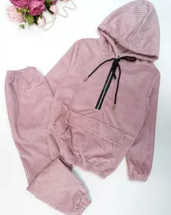 هودی شلوار مخمل کبریتی