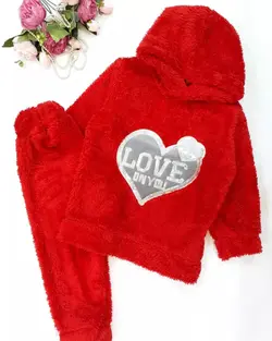 هودی و شلوار تدی تکرو طرح لاو