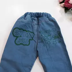 شلوار لی دخترانه لاینردار چاپ پروانه