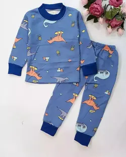 بلوز و شلوار توکرکی چاپی (دایناسور آبی، ماشین سفید)