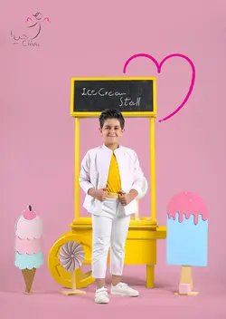 شلوار کوتاه بستنی وانیلی با سس هلو