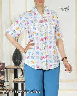 شومیز  طرح دار مداد رنگی ( 267256)