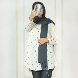 مانتو لینن یقه مردانه 2 جیب لیدی کد 227239