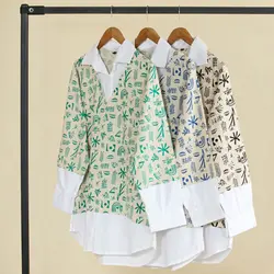 تونیک لینن یقه مردانه چاپی 32357