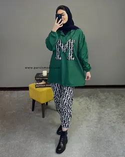 ست هودی شلوار طرح دار (62208)