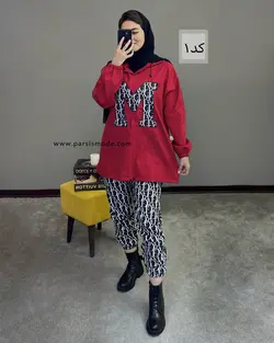 ست هودی شلوار طرح دار (62208)