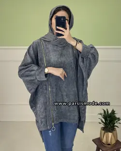 مانتو مخمل طرح دار دو زیپ (278341001)