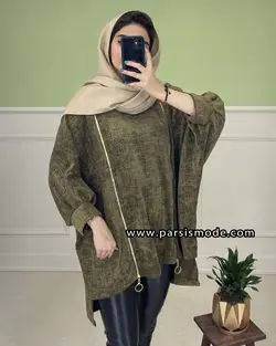 مانتو مخمل طرح دار دو زیپ (278341001)