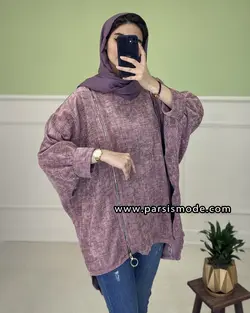 مانتو مخمل طرح دار دو زیپ (278341001)