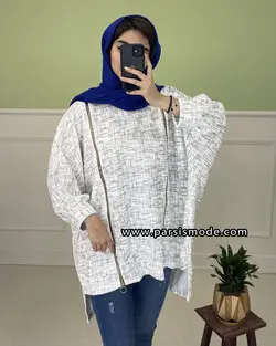 مانتو مخمل طرح دار دو زیپ (278341001)