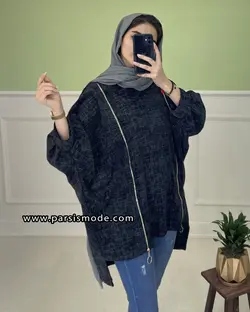 مانتو مخمل طرح دار دو زیپ (278341001)