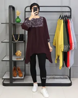 مانتو مغزی دوزی طرح دار(32141)