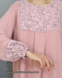 مانتو مغزی دوزی طرح دار(32141)