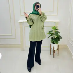 تونیک مانتویی یقه گرد کد329637