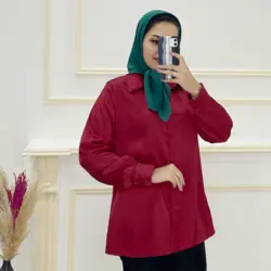 شومیز ساتن یقه مردانه کد 329633