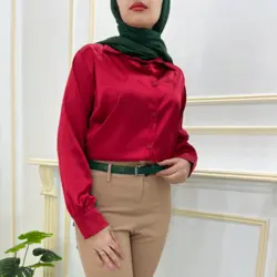 شومیز ساتن یقه مردانه کد 329633