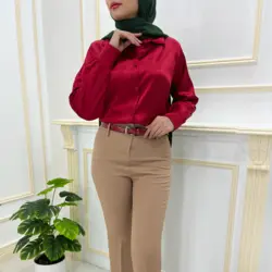 شومیز ساتن یقه مردانه کد 329633